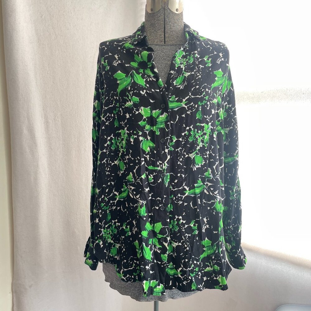 Samsoe Samsoe Button-Down With Black And Green Fl… - image 1